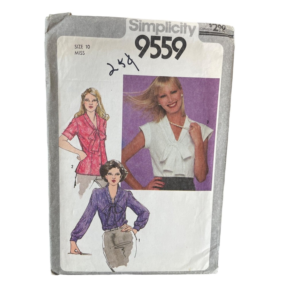 Simplicity Sewing Pattern 9559 Blouse Shirt‎ Tunic Top Misses Size 10 UNCUT